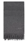 Max Mara Wool Scarf Scilli Fringed Edges In Gray