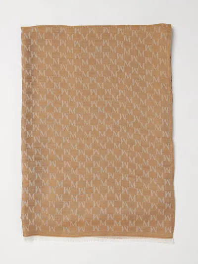 MAX MARA MAX MARA COTTON AND WOOL SCARF WITH LOGO