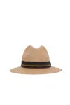 Max Mara Straw Hat With Grosgrain Ribbon Trim In Neutral
