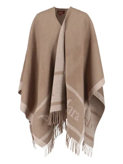 Max Mara Large Scarf With Soft Texture And Fringe In Brown