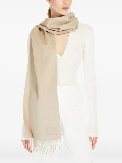 Max Mara Monogram-embroidered Cashmere Stole In Neutral