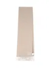Max Mara Beige Cashmere Scarf With Logo Embroidery And Fringed Edges In Neutral