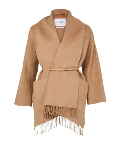 Max Mara Scarf-style Cape In Brown
