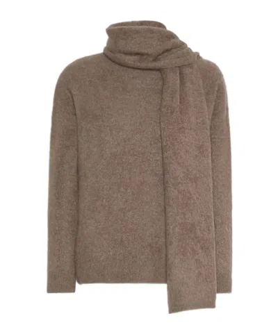 Max Mara Scarf-style Sweater In Brown