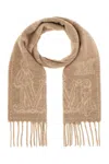 Max Mara Cashmere Scarf With Embroidered Monogram Detail In Pink