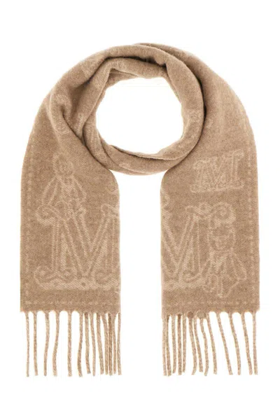 Max Mara Logo-embroidered Cashmere Scarf In 002