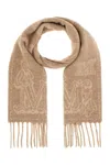 Max Mara Cashmere Scarf With Embroidered Monogram Detail In Pink