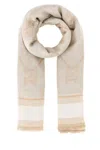 Max Mara Wool Blend Scarf With Embroidered Fringe Detail In Brown