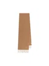 Max Mara Embroidered Monogram Cashmere Stole With Fringed Edges In Brown