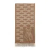 Max Mara Logo Teddy Scarf Fringe Detail In Brown