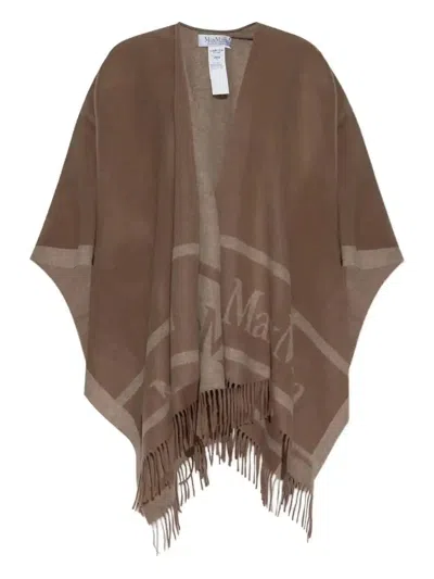 MAX MARA FRINGED SHAWL PONCHO