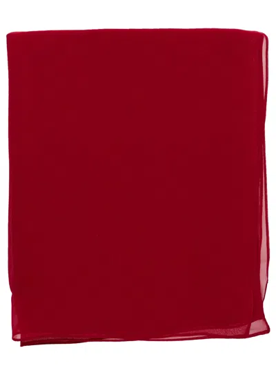 Max Mara Sciarpa Foulard Di Seta Rossa  In Blue