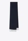 Max Mara Scilli Wool Fringed Scarf In Blue