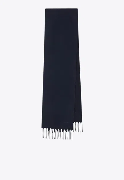 Max Mara Scilli Wool Fringed Scarf In Blue