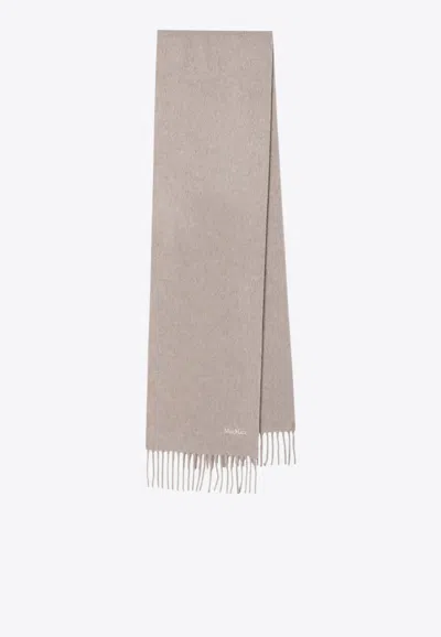 Max Mara Scilli Wool Fringed Scarf In Neutral