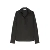 Max Mara V-neck Black Cotton Shirt With Loose Silhouette In Black