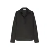Max Mara V-neck Black Cotton Shirt With Loose Silhouette In Black