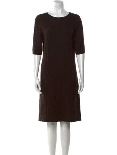 Pre-owned Max Mara Scoop Neck Knee-length Dress In Brown