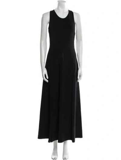 Pre-owned Max Mara Scoop Neck Long Dress In Black