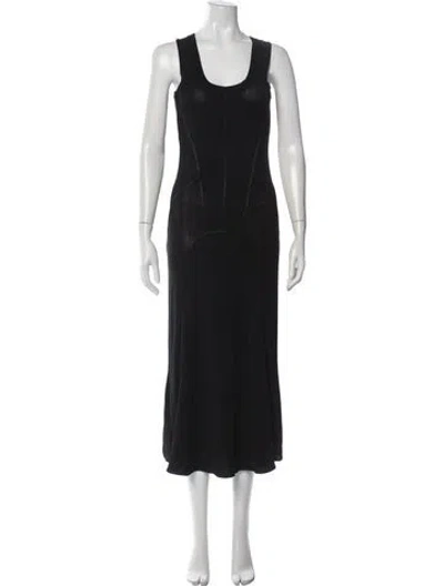 Pre-owned Max Mara Scoop Neck Long Dress In Black