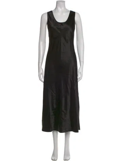 Pre-owned Max Mara Scoop Neck Long Dress In Black