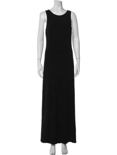 Pre-owned Max Mara Scoop Neck Long Dress In Black
