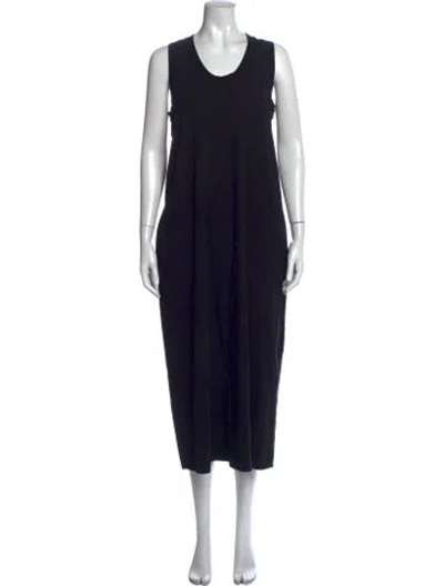 Pre-owned Max Mara Scoop Neck Long Dress In Black