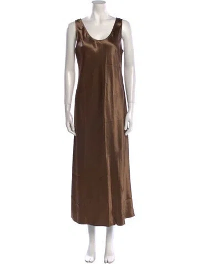 Pre-owned Max Mara Scoop Neck Long Dress In Gold