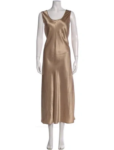 Pre-owned Max Mara Scoop Neck Long Dress In Gold
