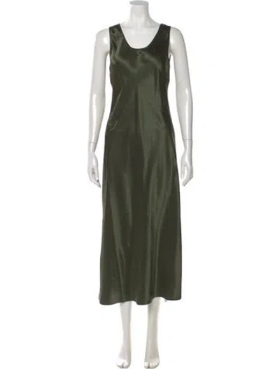 Pre-owned Max Mara Scoop Neck Long Dress In Green