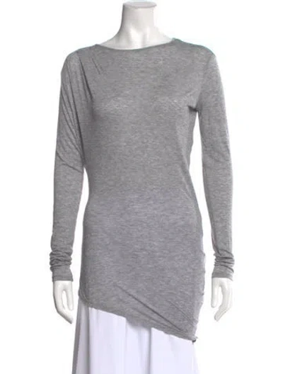 Pre-owned Max Mara Scoop Neck Long Sleeve Top In Gray