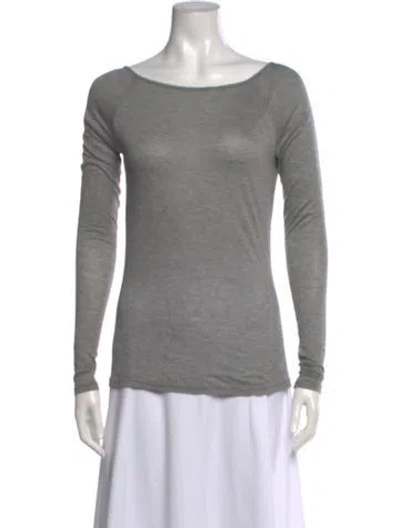 Pre-owned Max Mara Scoop Neck Long Sleeve T-shirt In Gray