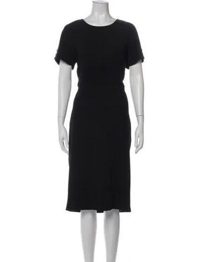 Pre-owned Max Mara Scoop Neck Midi Length Dress In Black