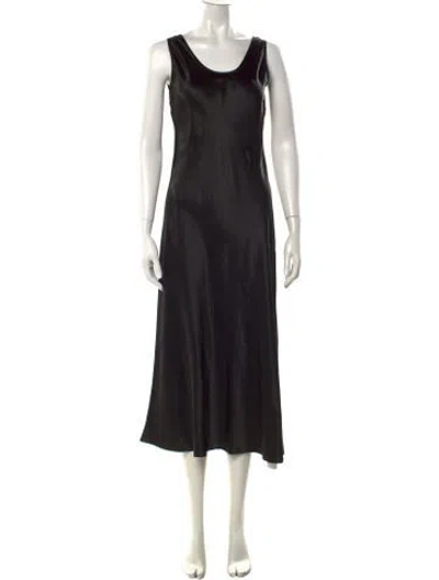 Pre-owned Max Mara Scoop Neck Midi Length Dress In Black