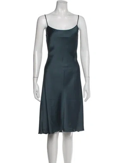 Pre-owned Max Mara Scoop Neck Midi Length Dress In Blue