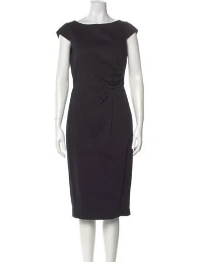 Pre-owned Max Mara Scoop Neck Midi Length Dress In Gray