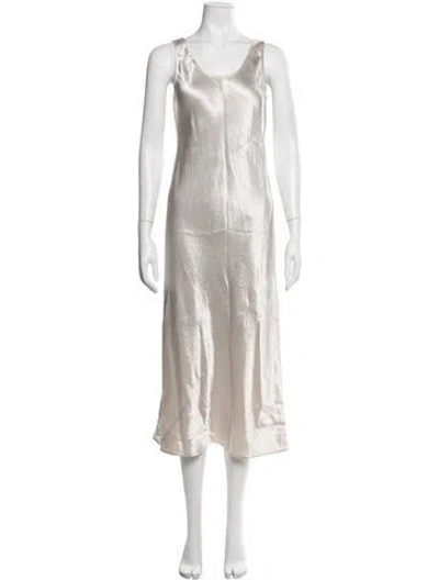 Pre-owned Max Mara Scoop Neck Midi Length Dress In Grey