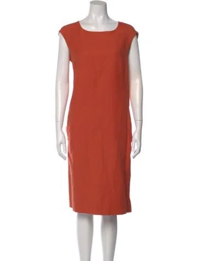 Pre-owned Max Mara Scoop Neck Midi Length Dress In Orange