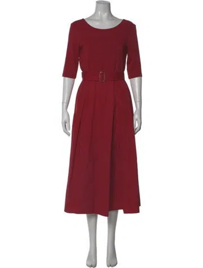 Pre-owned Max Mara Scoop Neck Midi Length Dress In Red