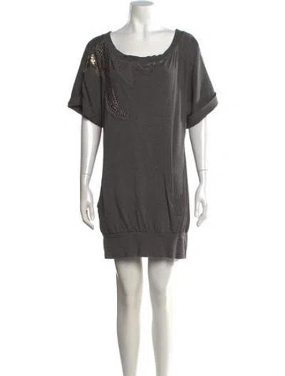 Pre-owned Max Mara Scoop Neck Mini Dress In Gray