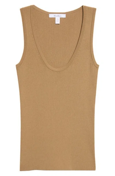 Max Mara Scoop Neck Ribbed Sweater Tank In Brown