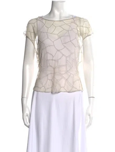 Pre-owned Max Mara Scoop Neck Short Sleeve Blouse In Neutral