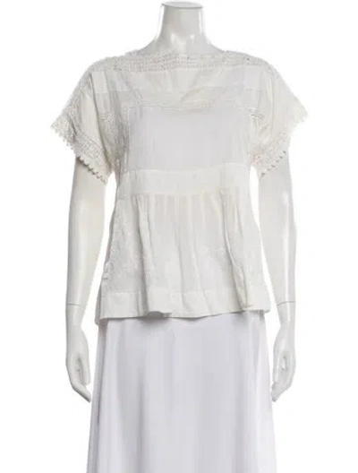 Pre-owned Max Mara Scoop Neck Short Sleeve Blouse In Neutrals