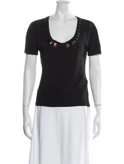 Pre-owned Max Mara Scoop Neck Short Sleeve Top In Black