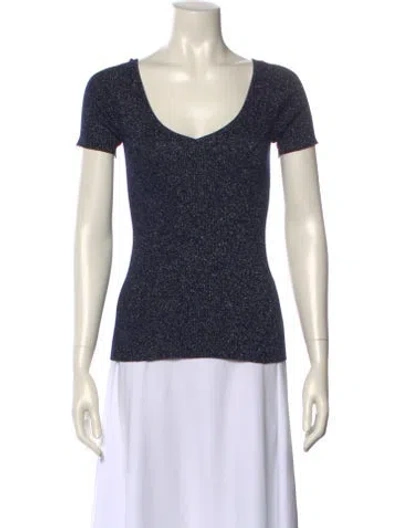 Pre-owned Max Mara Scoop Neck Short Sleeve T-shirt In Blue