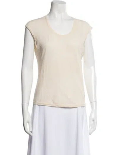 Pre-owned Max Mara Scoop Neck Short Sleeve T-shirt In Neutral