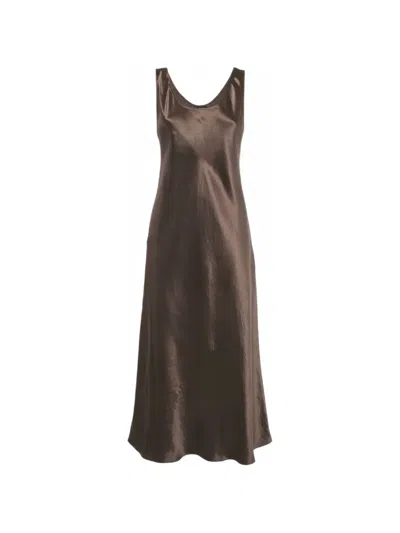 Pre-owned Max Mara Scoop-neck Sleeveless Dress In Brown