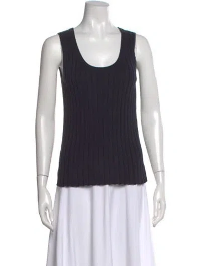 Pre-owned Max Mara Scoop Neck Sleeveless Top In Blue