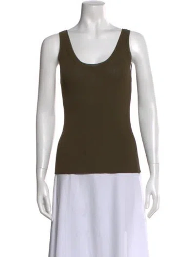 Pre-owned Max Mara Scoop Neck Sleeveless Top In Green