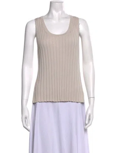 Pre-owned Max Mara Scoop Neck Sleeveless Top In Neutral